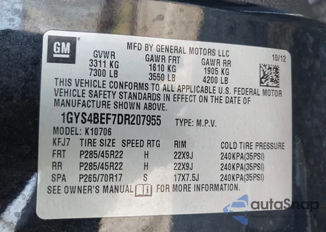 2013 Cadillac Escalade Luxury z USA, uszkodzony, nr VIN 1GYS4BEF7DR207955